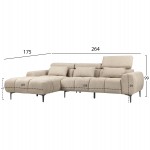 ΚΑΝΑΠΕΣ ΑΡΙΣΤΕΡΗ ΓΩΝΙΑ DIVYA HM3267.11L ΜΠΕΖ ΥΦΑΣΜΑ 264x175x99Υεκ.