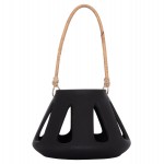 ΕΠΙΤΡΑΠΕΖΙΟ ΦΑΝΑΡΙ ERANTYL HM4696.01S ΜΑΥΡΟ FIBER CEMENT & ΧΕΡΟΥΛΙ RATTAN Φ25x17Yεκ.