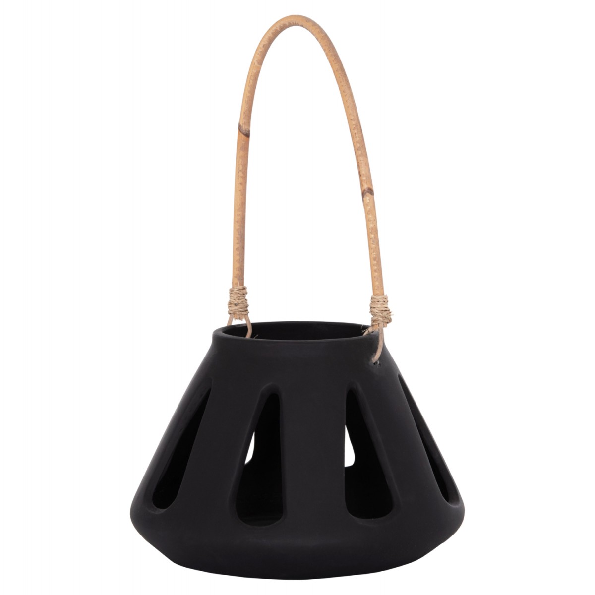 ΕΠΙΤΡΑΠΕΖΙΟ ΦΑΝΑΡΙ ERANTYL HM4696.01S ΜΑΥΡΟ FIBER CEMENT & ΧΕΡΟΥΛΙ RATTAN Φ25x17Yεκ.