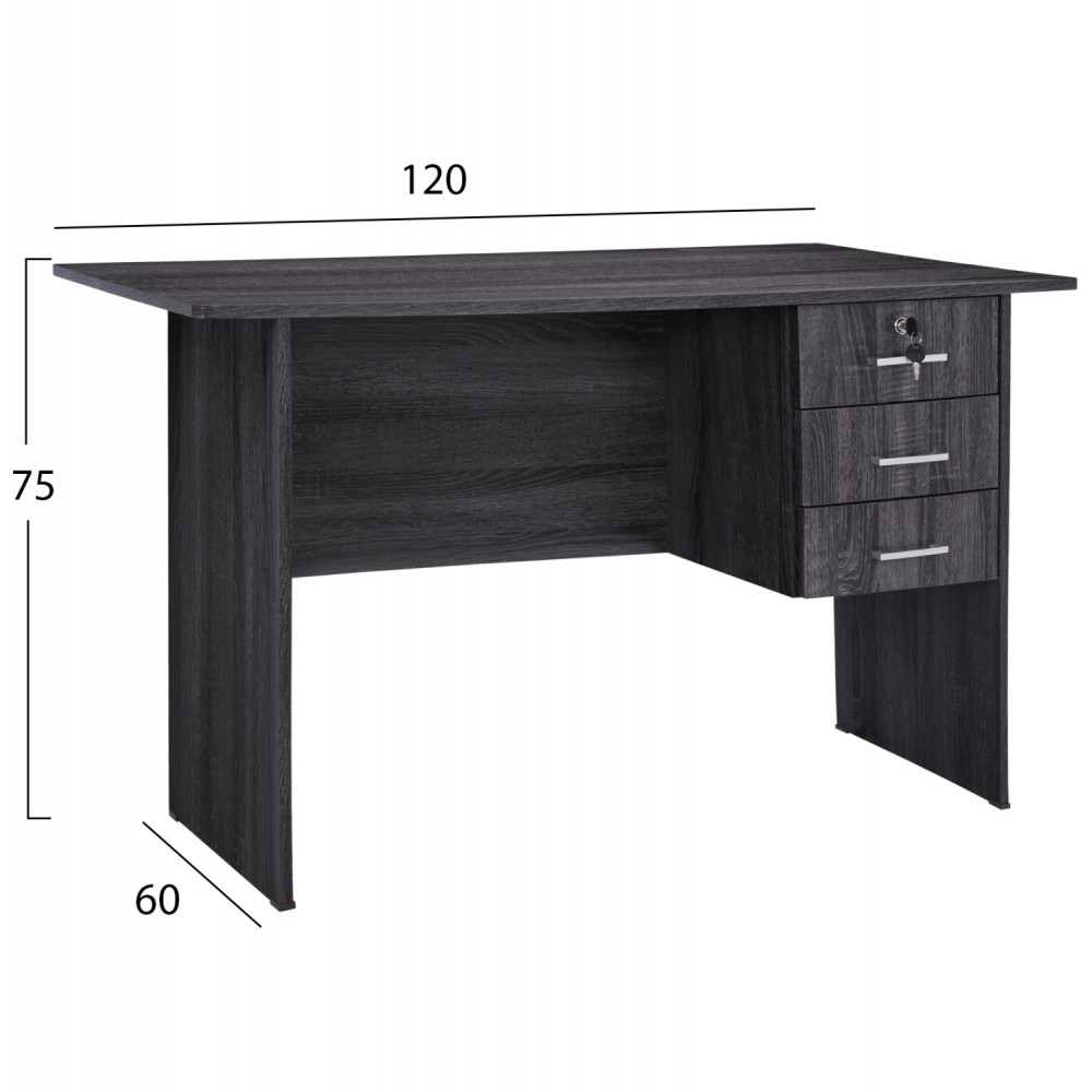 ΓΡΑΦΕΙΟ ΜΕΛΑΜΙΝΗΣ HAYDEN 120x60x75Υεκ.ΜΕ 3 ΣΥΡΤΑΡΙΑ ΣΕ ΑΝΘΡΑΚΙ ΧΡΩΜΑ HM2268.01