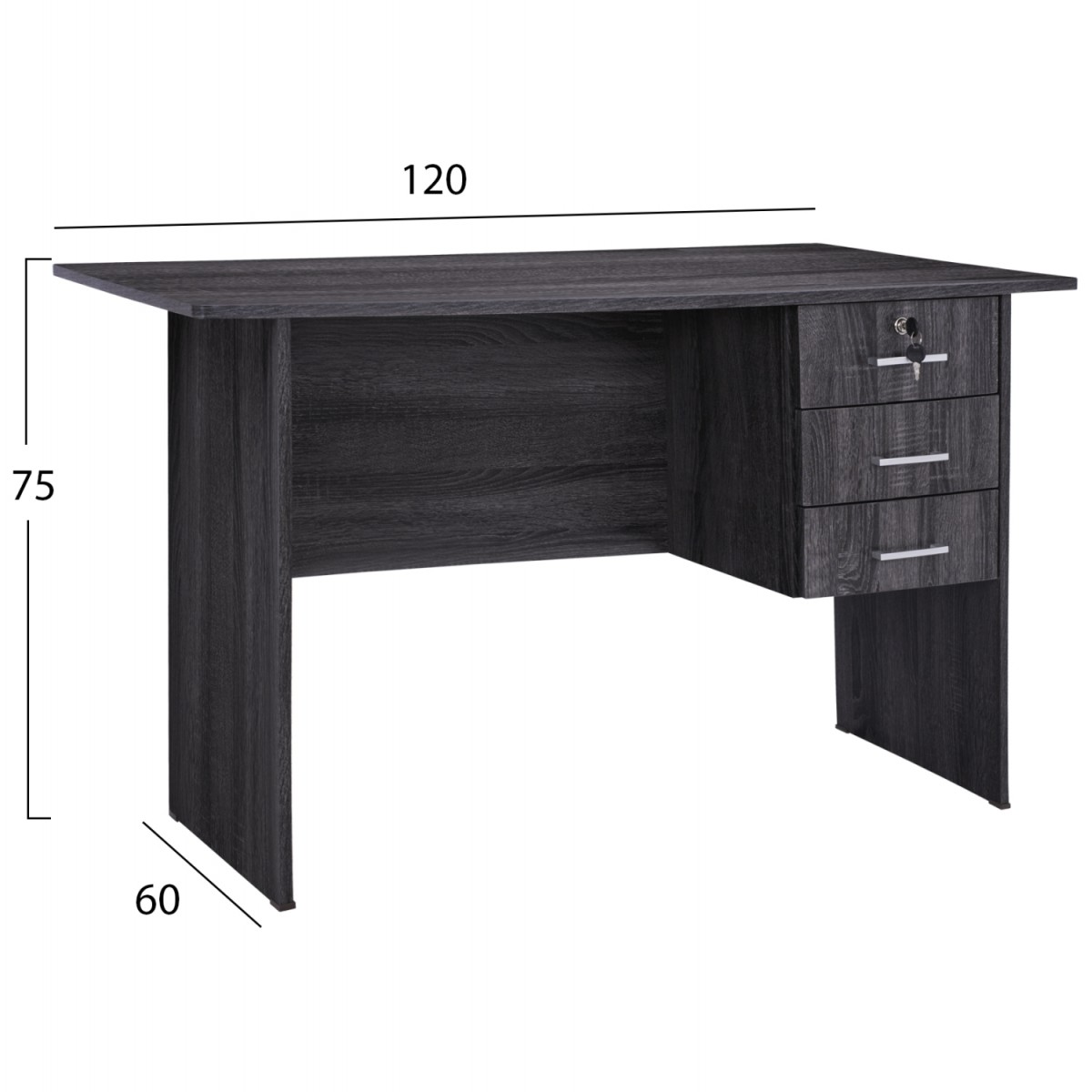 ΓΡΑΦΕΙΟ ΜΕΛΑΜΙΝΗΣ HAYDEN 120x60x75Υεκ.ΜΕ 3 ΣΥΡΤΑΡΙΑ ΣΕ ΑΝΘΡΑΚΙ ΧΡΩΜΑ HM2268.01
