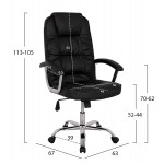 ΚΑΡΕΚΛΑ ΓΡΑΦΕΙΟΥ REESE HM1112 ΜΕ ΜΑΥΡΟ PU ΚΑΙ ΒΑΣΗ ΧΡΩΜΙΟΥ 63x67x113 cm.