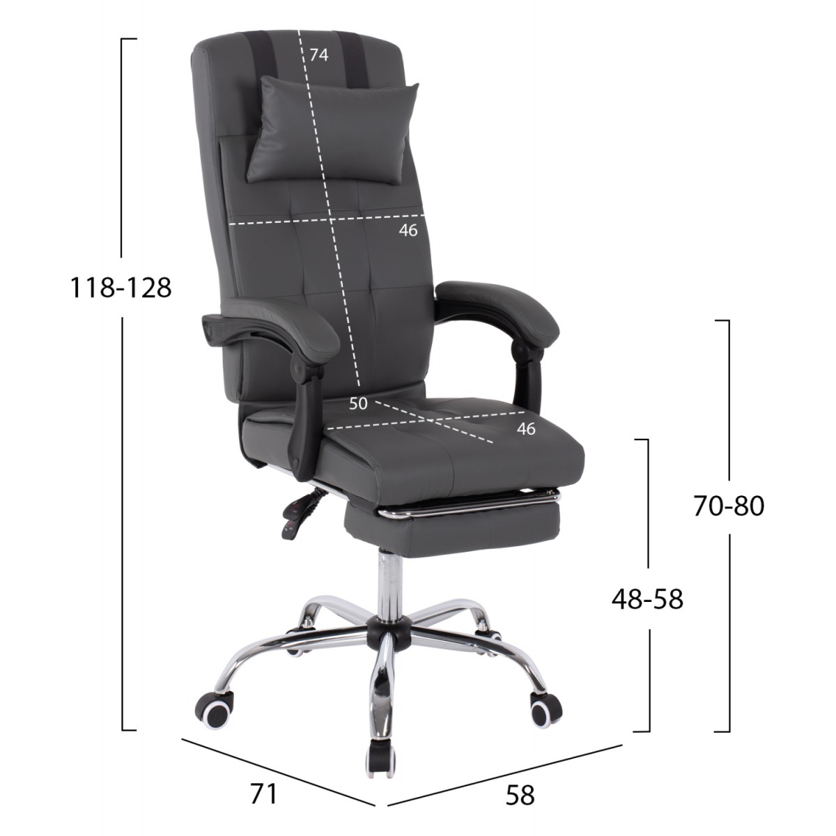 ΠΟΛΥΘΡΟΝΑ ΓΡΑΦΕΙΟΥ ΔΙΕΥΘΥΝΤΙΚΗ ΓΚΡΙ HM1057.20 ΜΕ ΠΤΥΣΣΟΜΕΝΟ ΥΠΟΠΟΔΙΟ 58x71x128Y εκ.