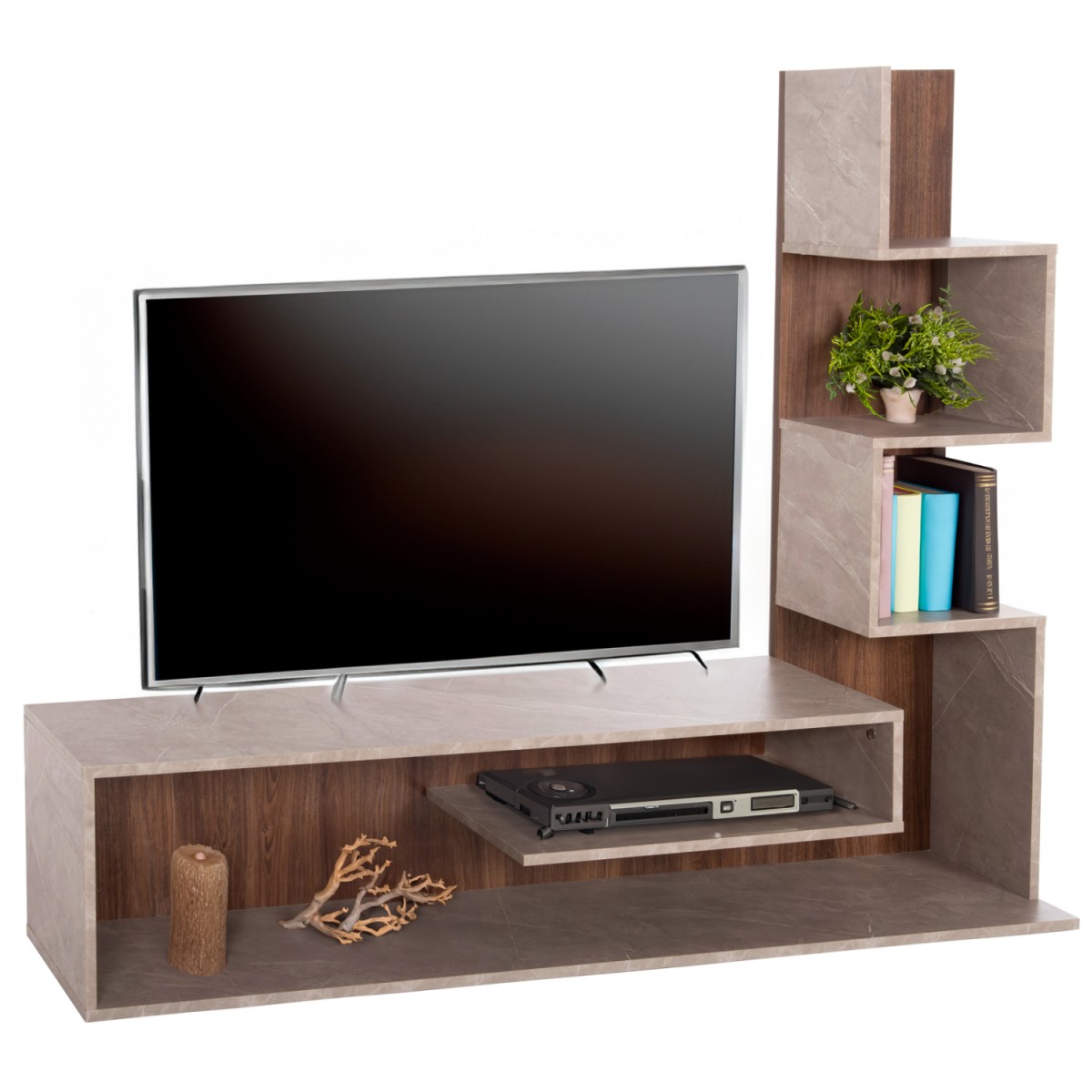 ΣΥΝΘΕΤΟ ΤΗΛΕΟΡΑΣΗΣ EDELIE HM8908.14 ΜΕΛΑΜΙΝΗ ΓΚΡΙ STONE TEXTURE-ΦΥΣΙΚΟ 150x29,5x120Υεκ.