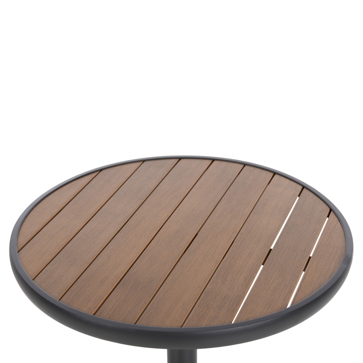 ΤΡΑΠΕΖΙ ΑΛΟΥΜΙΝΙΟΥ ΣΤΡΟΓΓΥΛΟ ALEXA HM6086.01 ΑΝΘΡΑΚΙ-POLYWOOD TOP ΦΥΣΙΚΟ Φ60x73Υεκ.