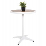 ΤΡΑΠΕΖΙ ΑΛΟΥΜΙΝΙΟΥ ΣΤΡΟΓΓΥΛΟ ALEXA HM6086.02 ΛΕΥΚΟ-POLYWOOD TOP ΦΥΣΙΚΟ Φ60x73Υεκ.