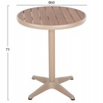 ΤΡΑΠΕΖΙ ΑΛΟΥΜΙΝΙΟΥ ΣΤΡΟΓΓΥΛΟ ALEXA HM6086.04 ΣΑΜΠΑΝΙ-POLYWOOD TOP ΦΥΣΙΚΟ Φ60x73Υεκ.