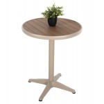 ΤΡΑΠΕΖΙ ΑΛΟΥΜΙΝΙΟΥ ΣΤΡΟΓΓΥΛΟ ALEXA HM6086.04 ΣΑΜΠΑΝΙ-POLYWOOD TOP ΦΥΣΙΚΟ Φ60x73Υεκ.