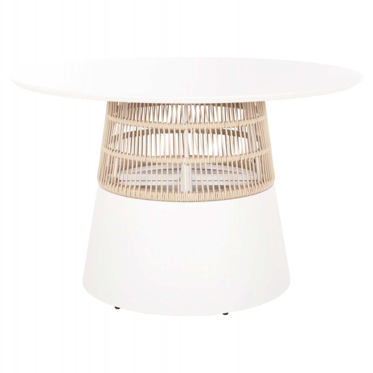 ΤΡΑΠΕΖΙ ΣΤΡΟΓΓΥΛΟ SAEID HM6106.02 ΛΕΥΚΟ ΑΛΟΥΜΙΝΙΟ-ΜΠΕΖ ΣΧΟΙΝΙ Φ120x75Υεκ.