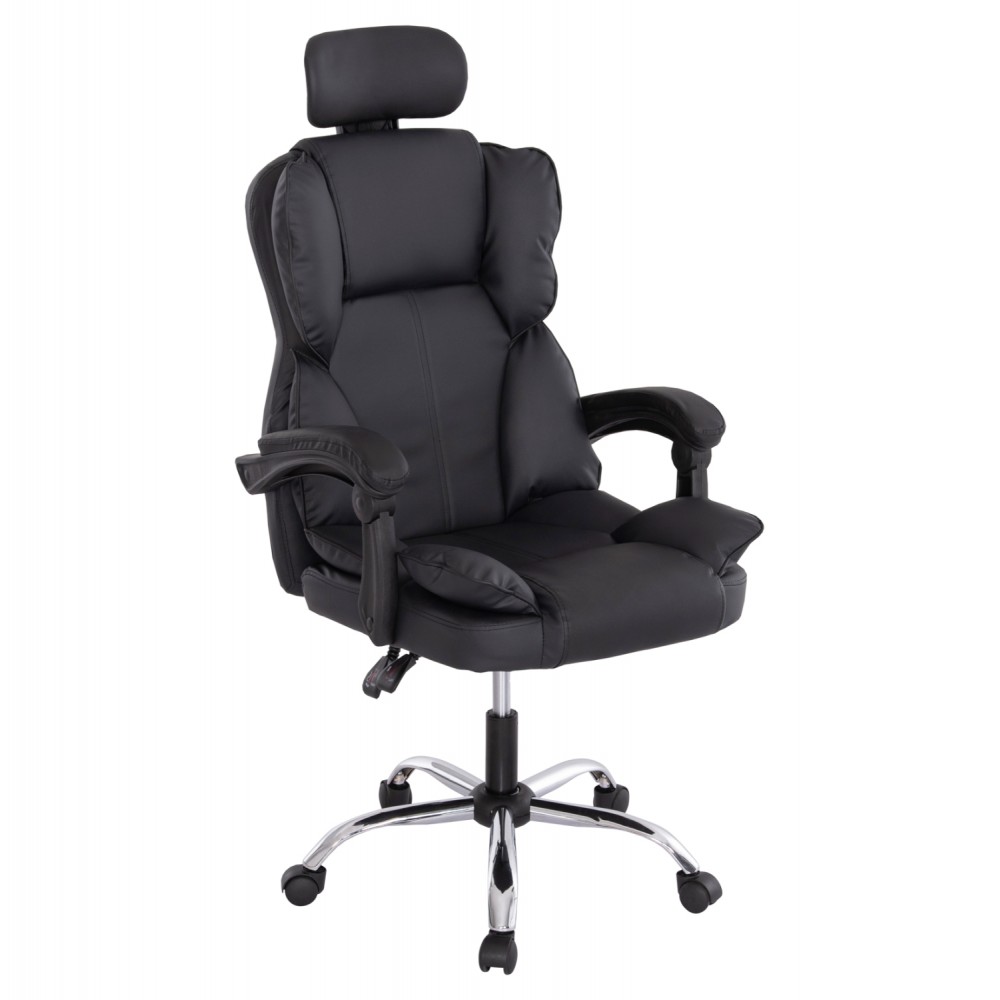 ΚΑΡΕΚΛΑ ΓΡΑΦΕΙΟΥ OCTAVIUS HM1202 ΜΑΥΡΟ PVC-ΜΕΤΑΛ.ΧΡΩΜΙΟ ΒΑΣΗ 63x73x129Υεκ