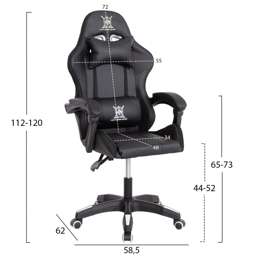 ΠΟΛΥΘΡΟΝΑ GAMING DARREN HM1203.04 ΜΑΥΡΟ-ΛΕΥΚΟ PVC 58.5x100x120Υεκ.