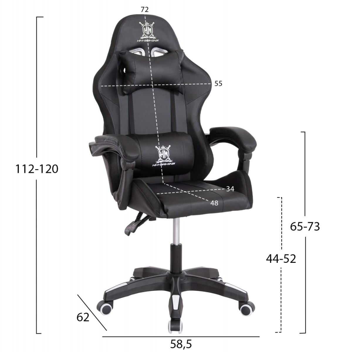 ΠΟΛΥΘΡΟΝΑ GAMING DARREN HM1203.04 ΜΑΥΡΟ-ΛΕΥΚΟ PVC 58.5x100x120Υεκ.