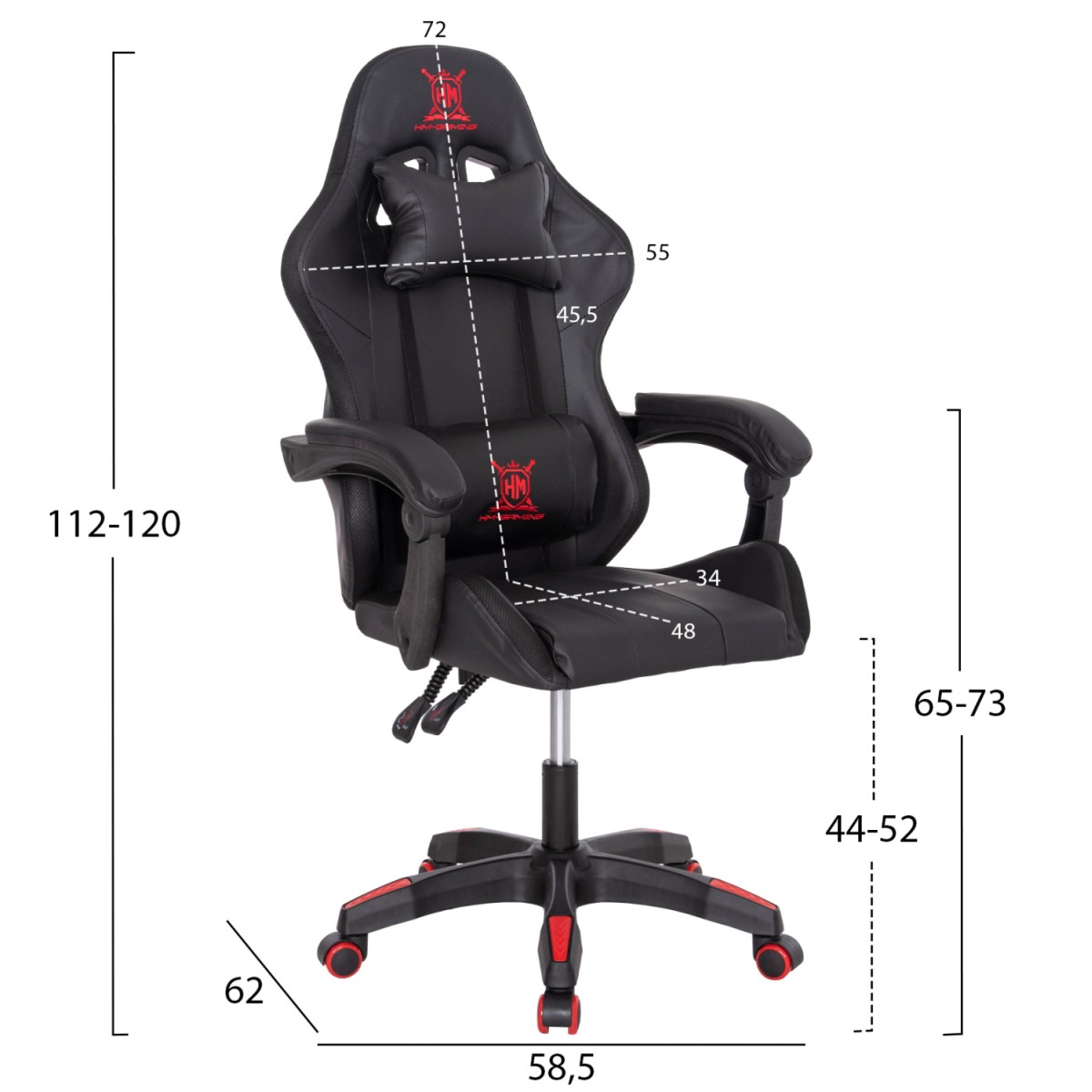 ΠΟΛΥΘΡΟΝΑ GAMING DARREN HM1203.01 ΜΑΥΡΟ-ΚΟΚΚΙΝΟ PVC 58.5x100x120Υεκ.