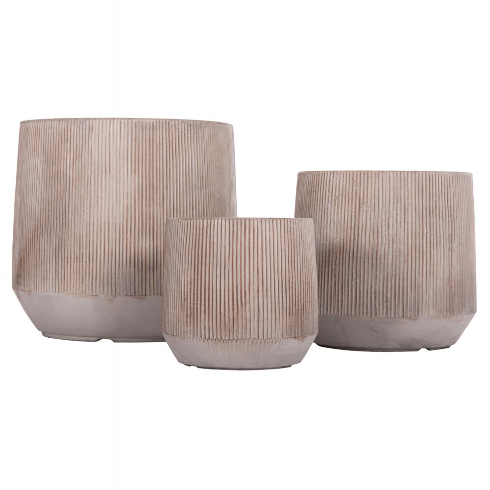 ΣΕΤ 3ΤΜΧ ΓΛΑΣΤΡΕΣ ΣΤΡΟΓΓΥΛΕΣ ΣΕΙΡΑ GARDENER HM4724 FIBERCLAY-ΧΡΩΜΑ CEMENT Φ55x55Υεκ