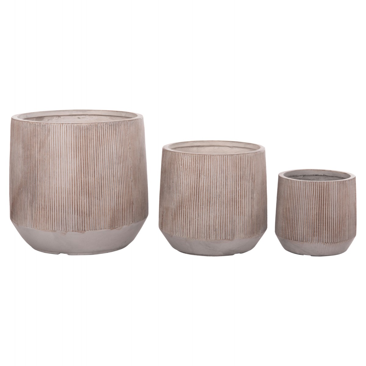 ΣΕΤ 3ΤΜΧ ΓΛΑΣΤΡΕΣ ΣΤΡΟΓΓΥΛΕΣ ΣΕΙΡΑ GARDENER HM4724 FIBERCLAY-ΧΡΩΜΑ CEMENT Φ55x55Υεκ