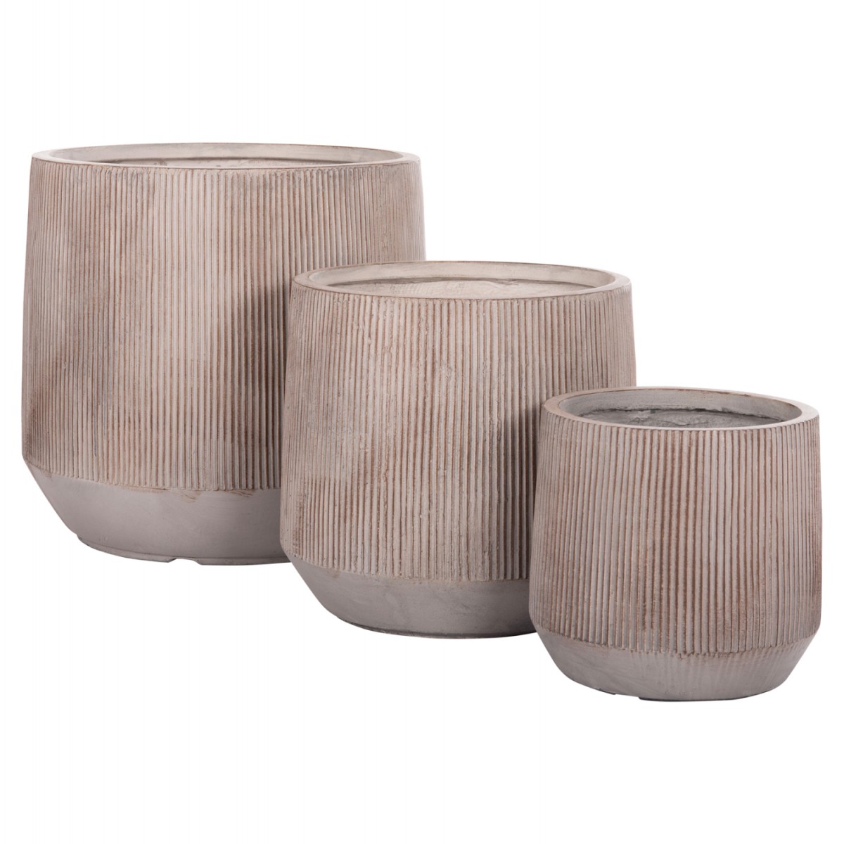 ΣΕΤ 3ΤΜΧ ΓΛΑΣΤΡΕΣ ΣΤΡΟΓΓΥΛΕΣ ΣΕΙΡΑ GARDENER HM4724 FIBERCLAY-ΧΡΩΜΑ CEMENT Φ55x55Υεκ