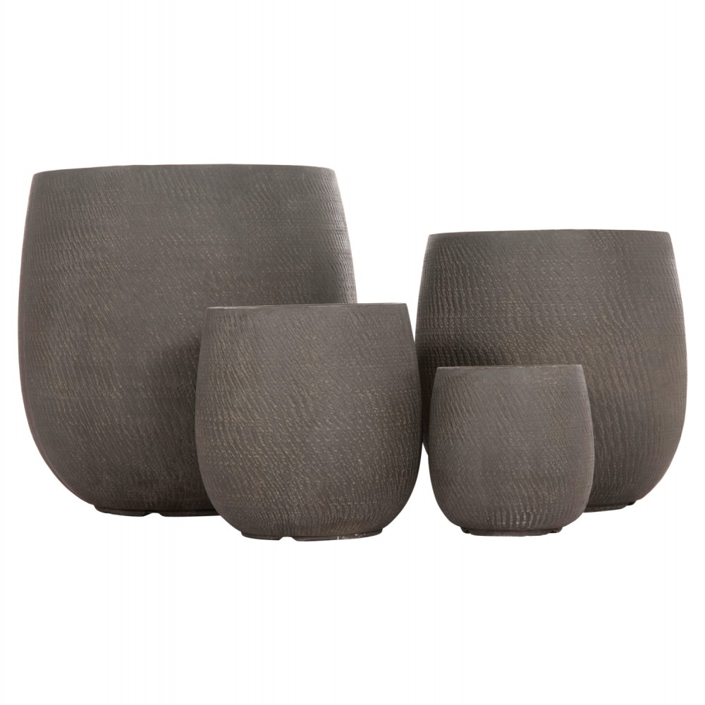 ΣΕΤ 4ΤΜΧ ΓΛΑΣΤΡΕΣ ΣΤΡΟΓΓΥΛΕΣ GARDENER HM4726 FIBERCLAY ΓΚΡΙΖΟΠΡΑΣΙΝΟ Φ52x55Υεκ