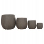 ΣΕΤ 4ΤΜΧ ΓΛΑΣΤΡΕΣ ΣΤΡΟΓΓΥΛΕΣ GARDENER HM4726 FIBERCLAY ΓΚΡΙΖΟΠΡΑΣΙΝΟ Φ52x55Υεκ