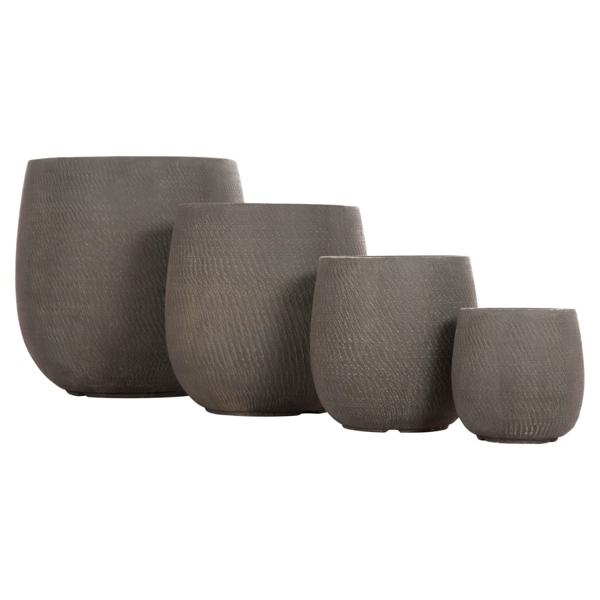 ΣΕΤ 4ΤΜΧ ΓΛΑΣΤΡΕΣ ΣΤΡΟΓΓΥΛΕΣ GARDENER HM4726 FIBERCLAY ΓΚΡΙΖΟΠΡΑΣΙΝΟ Φ52x55Υεκ