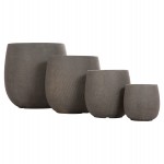 ΣΕΤ 4ΤΜΧ ΓΛΑΣΤΡΕΣ ΣΤΡΟΓΓΥΛΕΣ GARDENER HM4726 FIBERCLAY ΓΚΡΙΖΟΠΡΑΣΙΝΟ Φ52x55Υεκ