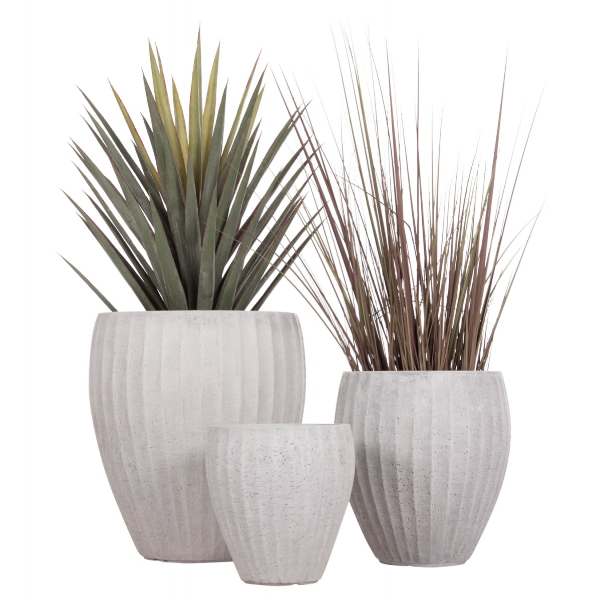 ΣΕΤ 3ΤΜΧ ΓΛΑΣΤΡΕΣ ΣΤΡΟΓΓΥΛΕΣ ΣΕΙΡΑ GARDENER HM4728 FIBERCLAY-ΧΡΩΜΑ CEMENT Φ48x56Υεκ