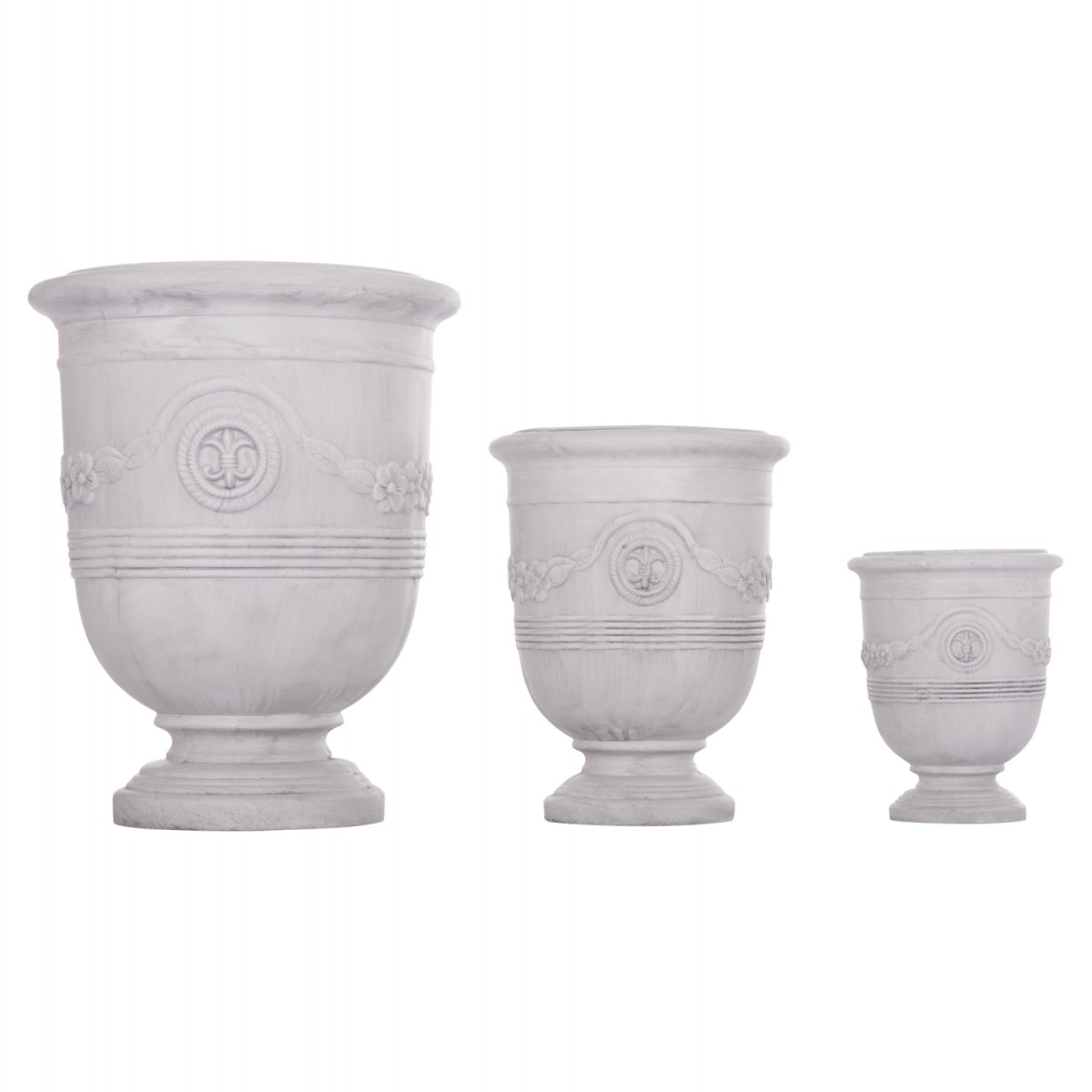 ΣΕΤ 3ΤΜΧ ΓΛΑΣΤΡΕΣ ΜΕ ΑΝΑΓΛΥΦΟ GARDENER HM4729 FIBERCLAY-ΣΕ ΥΠΟΛΕΥΚΟ Φ58x72.5Υεκ