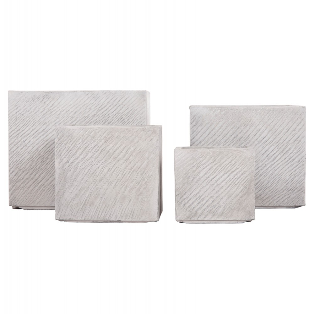 ΣΕΤ 4ΤΜΧ ΓΛΑΣΤΡΕΣ ΤΕΤΡΑΓΩΝΕΣ GARDENER HM4730 FIBERCLAY ΓΚΡΙ CEMENT 37x37x32Υεκ.