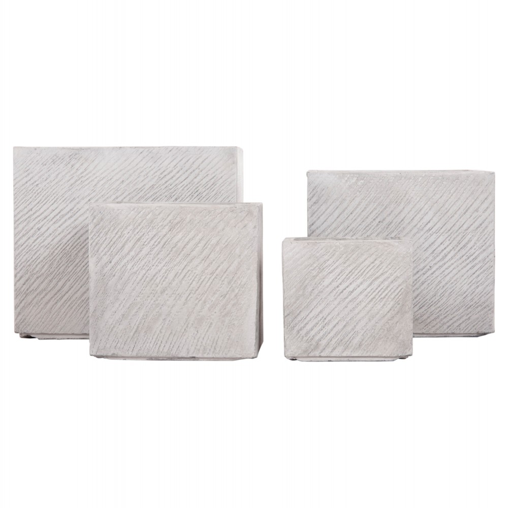 ΣΕΤ 4ΤΜΧ ΓΛΑΣΤΡΕΣ ΤΕΤΡΑΓΩΝΕΣ GARDENER HM4730 FIBERCLAY ΓΚΡΙ CEMENT 37x37x32Υεκ.