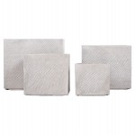 ΣΕΤ 4ΤΜΧ ΓΛΑΣΤΡΕΣ ΤΕΤΡΑΓΩΝΕΣ GARDENER HM4730 FIBERCLAY ΓΚΡΙ CEMENT 37x37x32Υεκ.