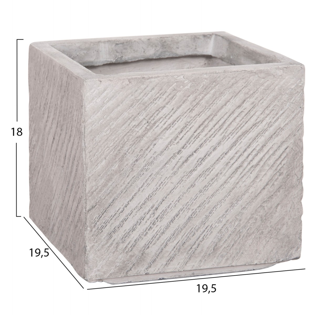 ΣΕΤ 4ΤΜΧ ΓΛΑΣΤΡΕΣ ΤΕΤΡΑΓΩΝΕΣ GARDENER HM4730 FIBERCLAY ΓΚΡΙ CEMENT 37x37x32Υεκ.