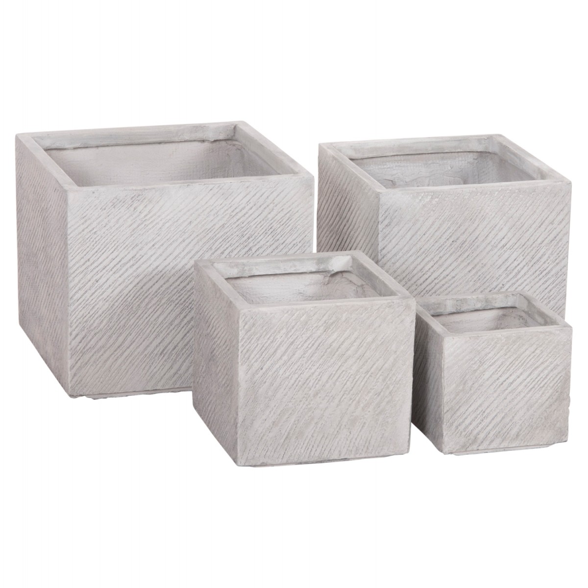 ΣΕΤ 4ΤΜΧ ΓΛΑΣΤΡΕΣ ΤΕΤΡΑΓΩΝΕΣ GARDENER HM4730 FIBERCLAY ΓΚΡΙ CEMENT 37x37x32Υεκ.