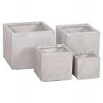 ΣΕΤ 4ΤΜΧ ΓΛΑΣΤΡΕΣ ΤΕΤΡΑΓΩΝΕΣ GARDENER HM4730 FIBERCLAY ΓΚΡΙ CEMENT 37x37x32Υεκ.