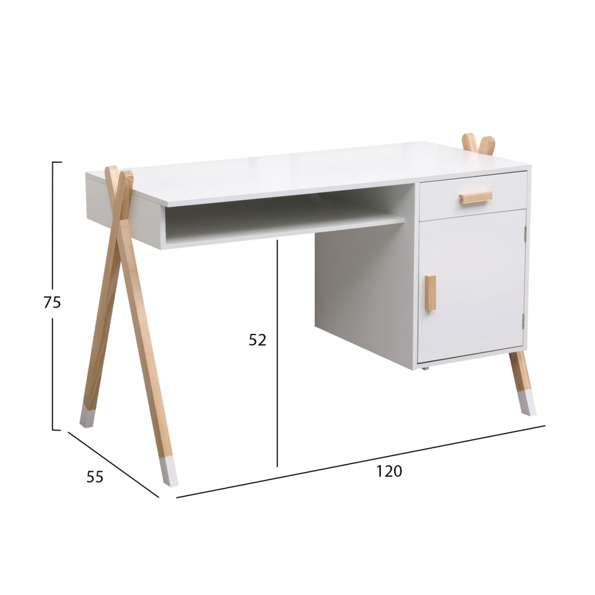 ΓΡΑΦΕΙΟ ΠΑΙΔΙΚΟ PASCHAL HM2496.03 ΜΕΛΑΜΙΝΗ-ΞΥΛΟ ΠΕΥΚΟΥ 120x55x75Υεκ