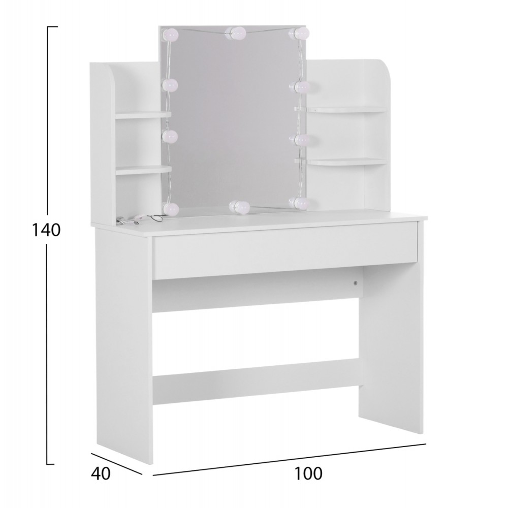 ΤΟΥΑΛΕΤΑ ΜΕ ΦΩΤΙΣΜΟ LED-ΡΑΦΙΑ-ΣΥΡΤΑΡΙΑ LAURYN HM2502.03 ΛΕΥΚΟ 108x40x140Υεκ