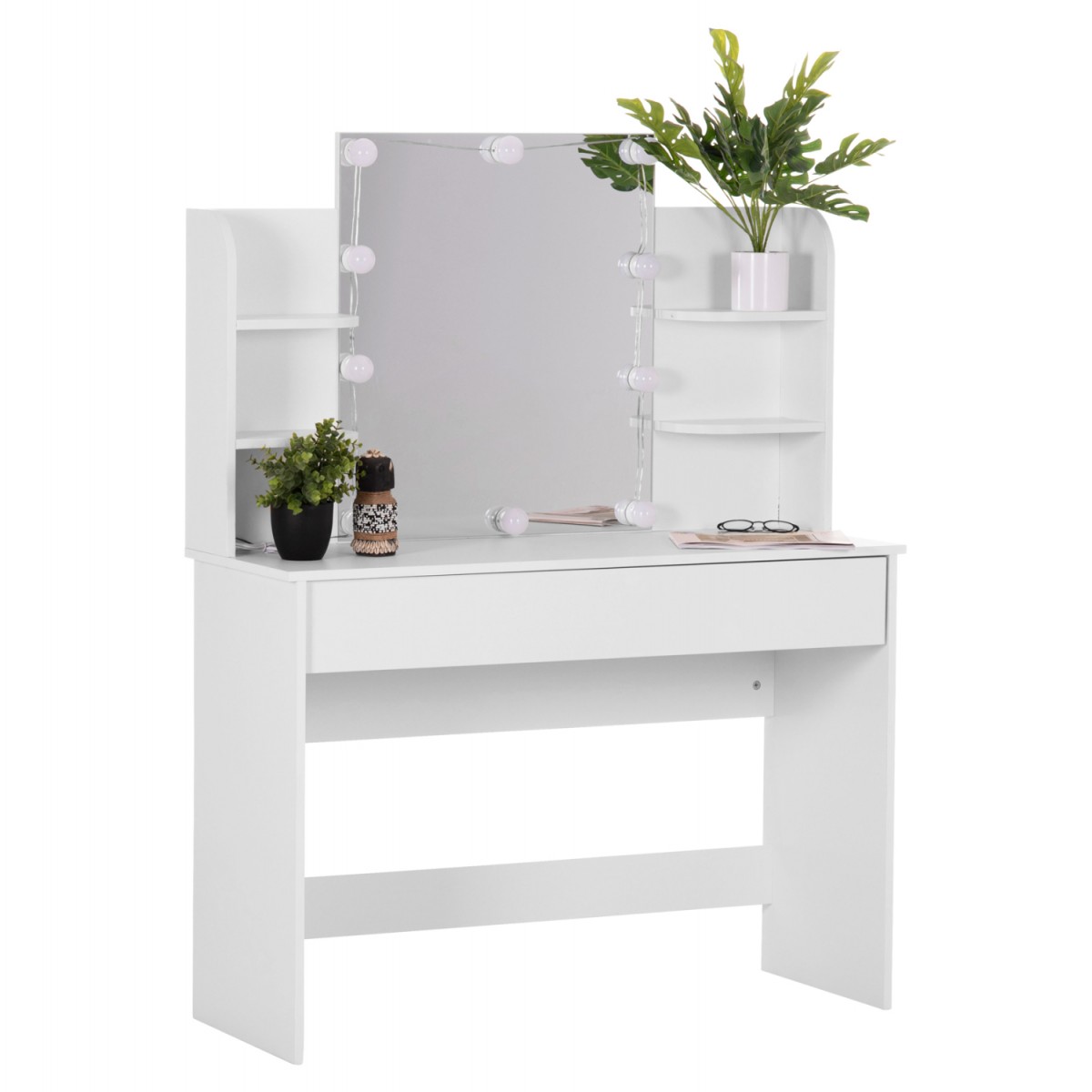 ΤΟΥΑΛΕΤΑ ΜΕ ΦΩΤΙΣΜΟ LED-ΡΑΦΙΑ-ΣΥΡΤΑΡΙΑ LAURYN HM2502.03 ΛΕΥΚΟ 108x40x140Υεκ