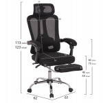 ΚΑΡΕΚΛΑ ΓΡΑΦΕΙΟΥ BARNET HM18258.01 ΜΑΥΡΟ MESH-ΜΑΥΡΟΣ ΣΚΕΛΕΤΟΣ NYLON 61x62x123Υ