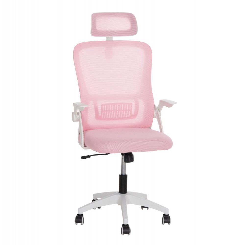 ΚΑΡΕΚΛΑ ΓΡΑΦΕΙΟΥ BLAZER HM1205.04 ΡΟΖ MESH-ΛΕΥΚΟΣ ΣΚΕΛΕΤΟΣ 60x58x110-130Υεκ.