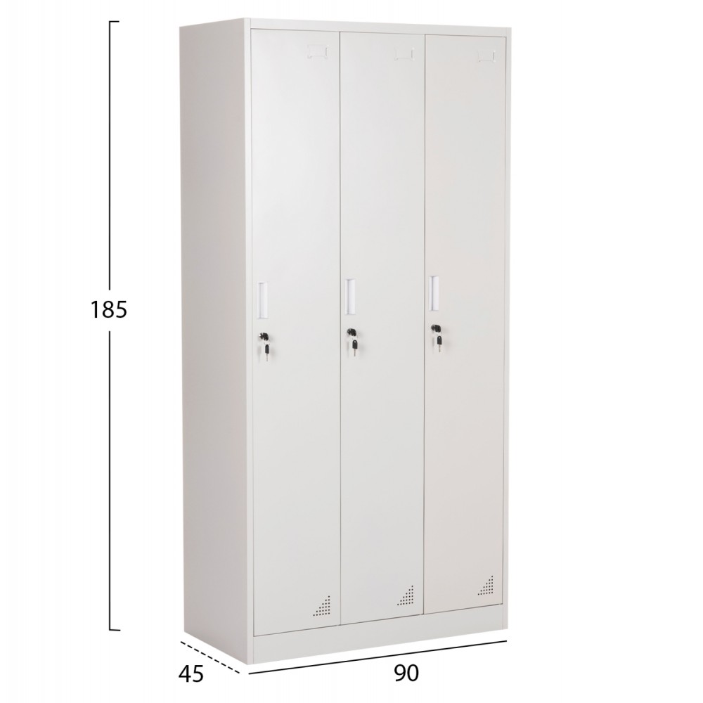 ΜΕΤΑΛΛΙΚΟΣ ΤΡΙΠΛΟΣ ΦΟΡΙΑΜΟΣ ΜΕ ΚΛΕΙΔΑΡΙΕΣ ALTONA HM5634.11 ΓΚΡΙ 90x45x185Υεκ.