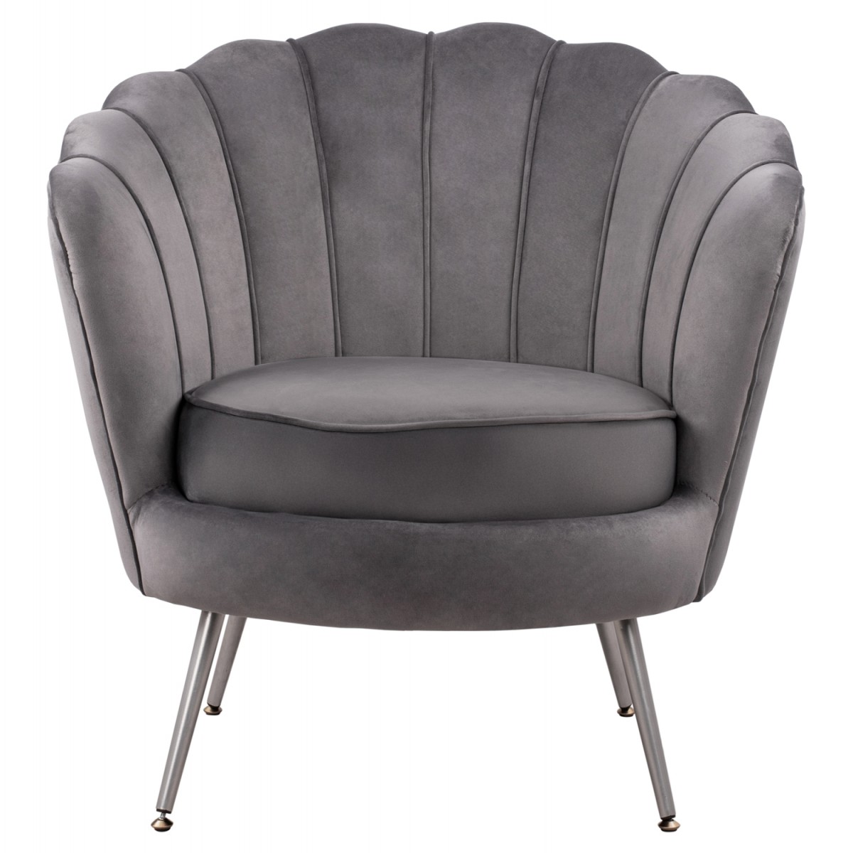 ΠΟΛΥΘΡΟΝΑ COQUILLE ΑΠΟ ΓΚΡΙ ΒΕΛΟΥΔΟ ΜΕ ΑΣΗΜΙ ΒΑΣΗ 80x78x85Υ εκ.HM8493.01