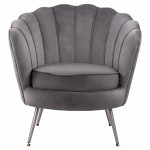 ΠΟΛΥΘΡΟΝΑ COQUILLE ΑΠΟ ΓΚΡΙ ΒΕΛΟΥΔΟ ΜΕ ΑΣΗΜΙ ΒΑΣΗ 80x78x85Υ εκ.HM8493.01