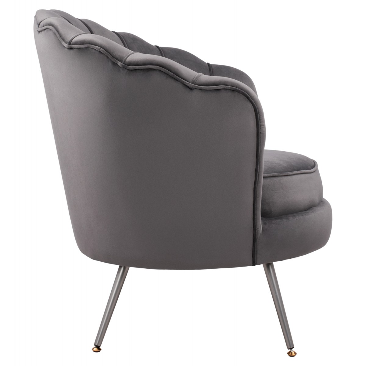 ΠΟΛΥΘΡΟΝΑ COQUILLE ΑΠΟ ΓΚΡΙ ΒΕΛΟΥΔΟ ΜΕ ΑΣΗΜΙ ΒΑΣΗ 80x78x85Υ εκ.HM8493.01