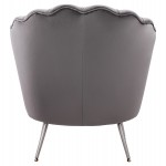 ΠΟΛΥΘΡΟΝΑ COQUILLE ΑΠΟ ΓΚΡΙ ΒΕΛΟΥΔΟ ΜΕ ΑΣΗΜΙ ΒΑΣΗ 80x78x85Υ εκ.HM8493.01