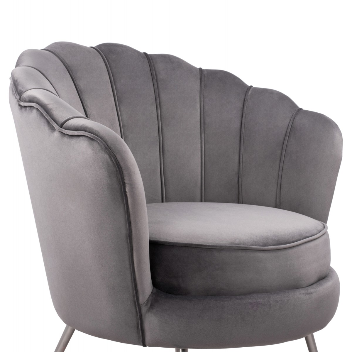 ΠΟΛΥΘΡΟΝΑ COQUILLE ΑΠΟ ΓΚΡΙ ΒΕΛΟΥΔΟ ΜΕ ΑΣΗΜΙ ΒΑΣΗ 80x78x85Υ εκ.HM8493.01