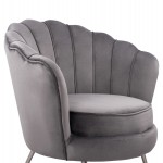 ΠΟΛΥΘΡΟΝΑ COQUILLE ΑΠΟ ΓΚΡΙ ΒΕΛΟΥΔΟ ΜΕ ΑΣΗΜΙ ΒΑΣΗ 80x78x85Υ εκ.HM8493.01