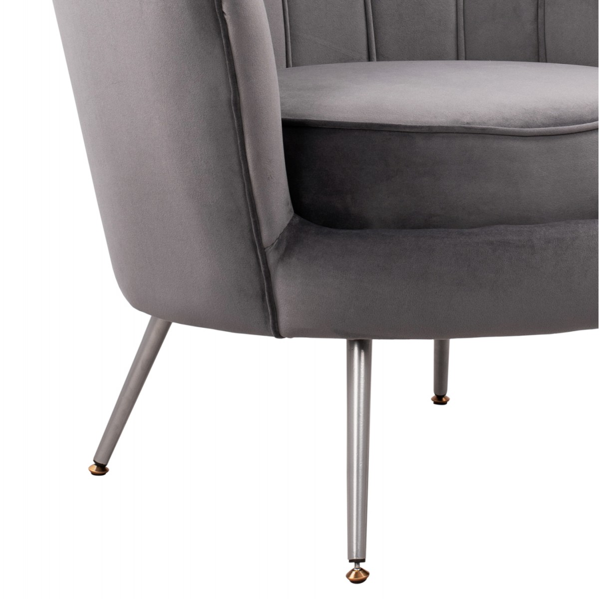 ΠΟΛΥΘΡΟΝΑ COQUILLE ΑΠΟ ΓΚΡΙ ΒΕΛΟΥΔΟ ΜΕ ΑΣΗΜΙ ΒΑΣΗ 80x78x85Υ εκ.HM8493.01