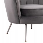 ΠΟΛΥΘΡΟΝΑ COQUILLE ΑΠΟ ΓΚΡΙ ΒΕΛΟΥΔΟ ΜΕ ΑΣΗΜΙ ΒΑΣΗ 80x78x85Υ εκ.HM8493.01