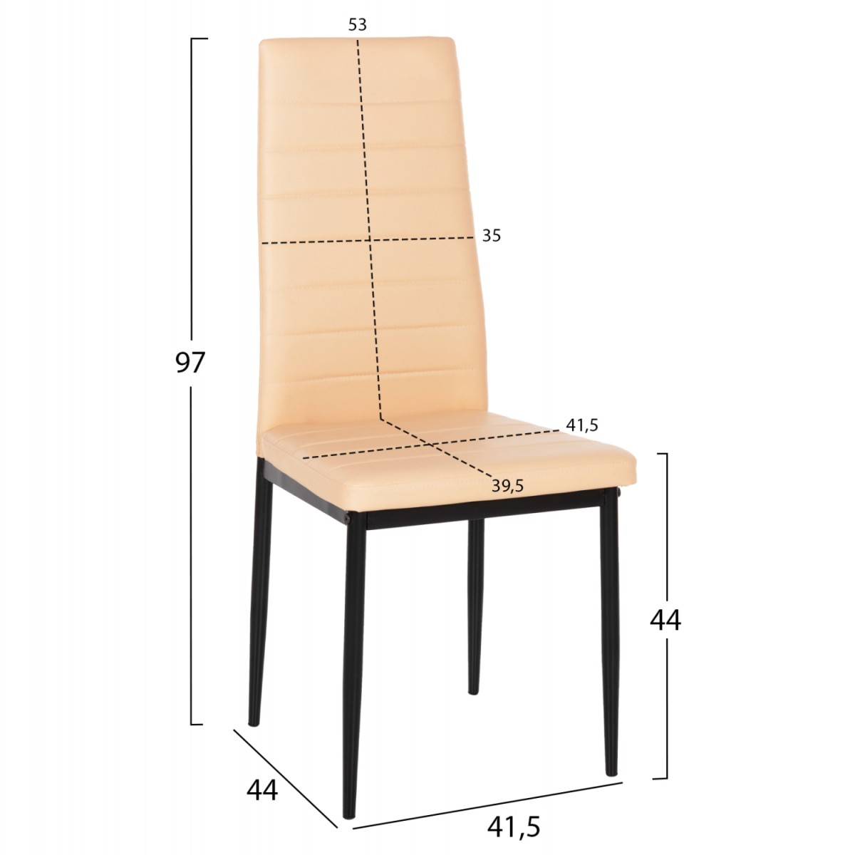 ΚΑΡΕΚΛΑ ΤΡΑΠΕΖΑΡΙΑΣ LADY HM0037.25 ΑΝΟΙΧΤΟ ΚΡΕΜ PU ΣΚΕΛΕΤΟΣ ΜΑΥΡΟΣ ΜΕΤΑΛ. (K/D) 42x44x95Υεκ