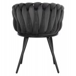 ΠΟΛΥΘΡΟΝΑΚΙ LUANDA ΒΕΛΟΥΔΟ ΓΚΡΙ ΚΑΙ ΜΕΤΑΛΛΙΚΑ ΠΟΔΙΑ HM8741.01 60x54x78 εκ.