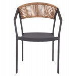 ΠΟΛΥΘΡΟΝΑ ΑΛΟΥΜΙΝΙΟΥ HM5891.01 ΑΝΘΡΑΚΙ ΣΚΕΛΕΤΟΣ&TEXTLINE-ΜΠΕΖ RATTAN 56,5x58x79Υ εκ.