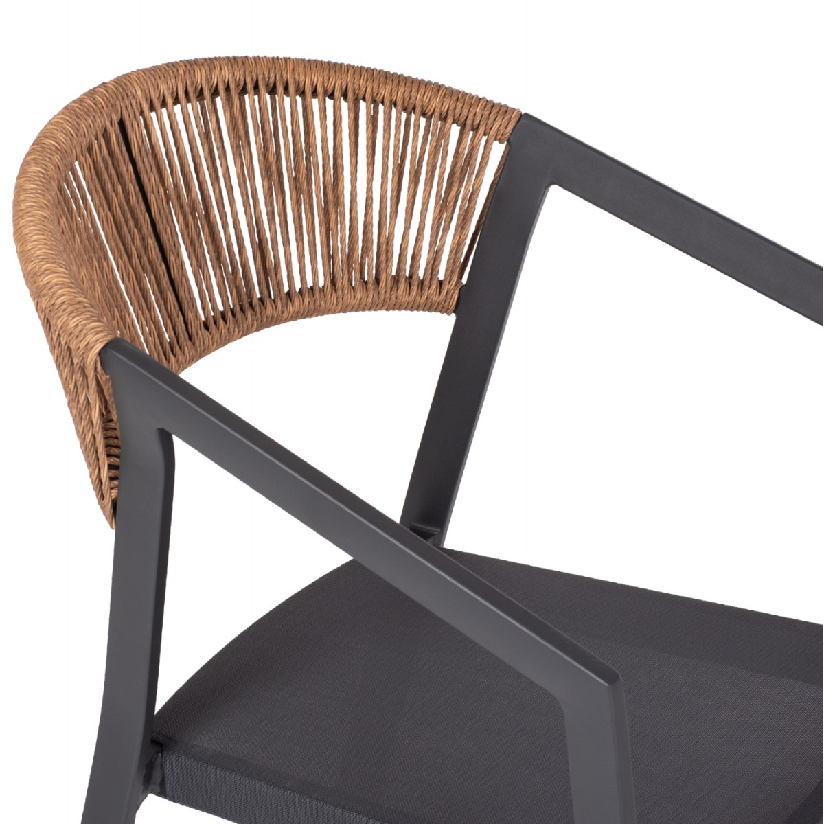 ΠΟΛΥΘΡΟΝΑ ΑΛΟΥΜΙΝΙΟΥ HM5891.01 ΑΝΘΡΑΚΙ ΣΚΕΛΕΤΟΣ&TEXTLINE-ΜΠΕΖ RATTAN 56,5x58x79Υ εκ.